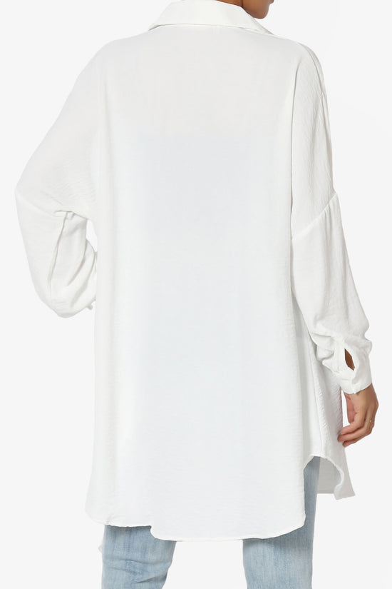 Landy Flowy Oversized Button Down Shirt WHITE_2