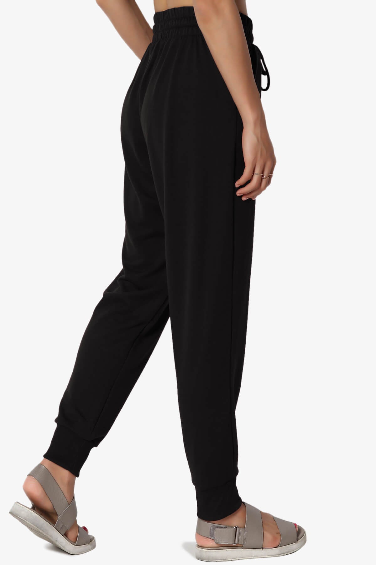 Lanette Drawstring Jersey Jogger Pants BLACK_4