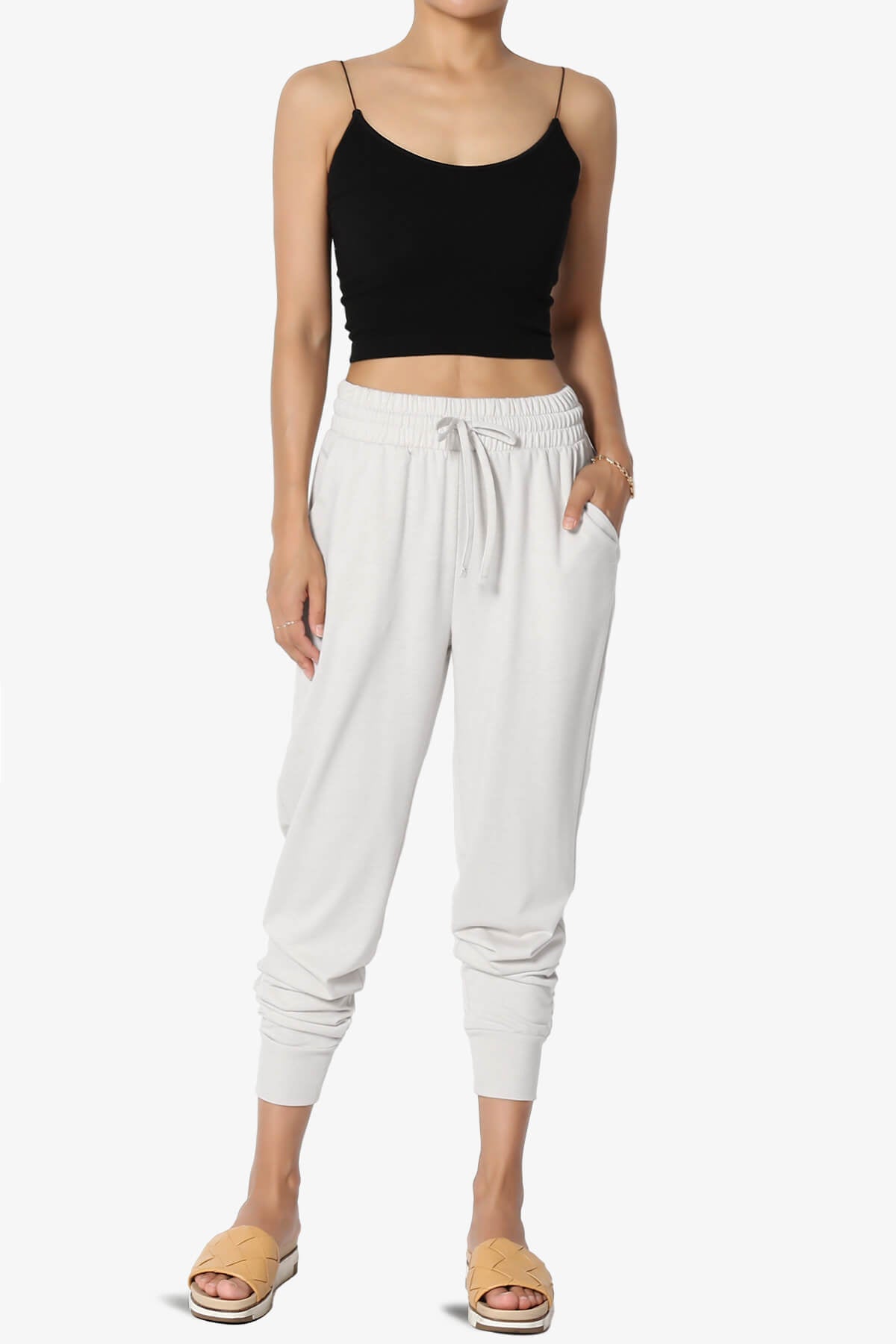 Lanette Drawstring Jersey Jogger Pants BONE_6