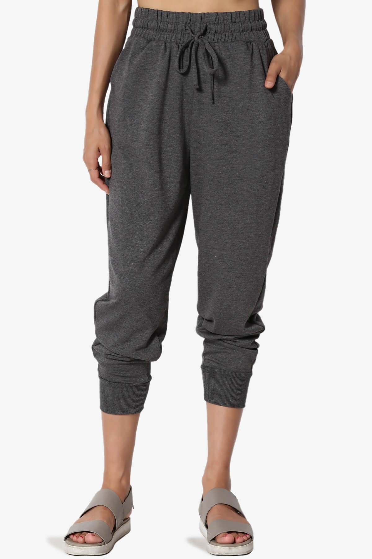 Lanette Drawstring Jersey Jogger Pants CHARCOAL_1