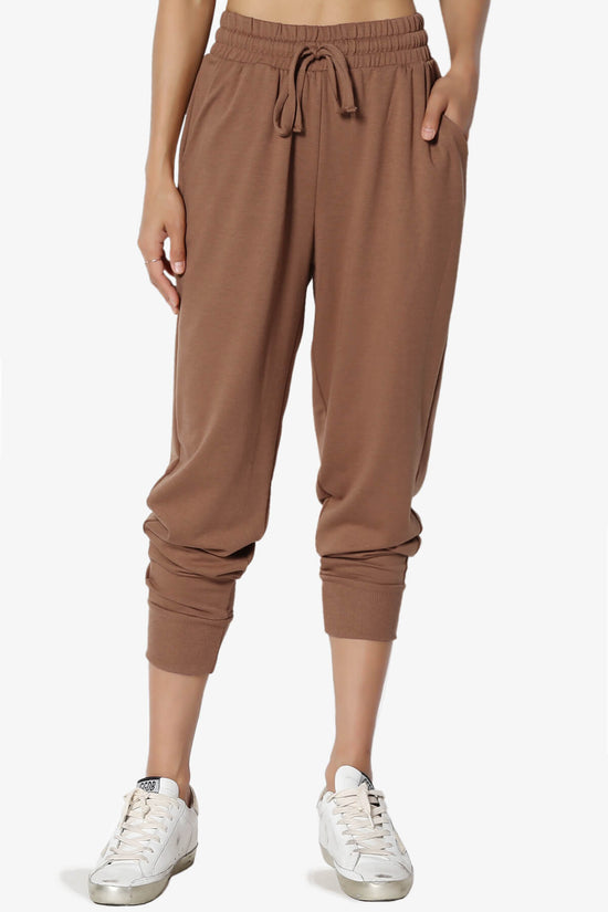 Lanette Drawstring Jersey Jogger Pants COCOA_1