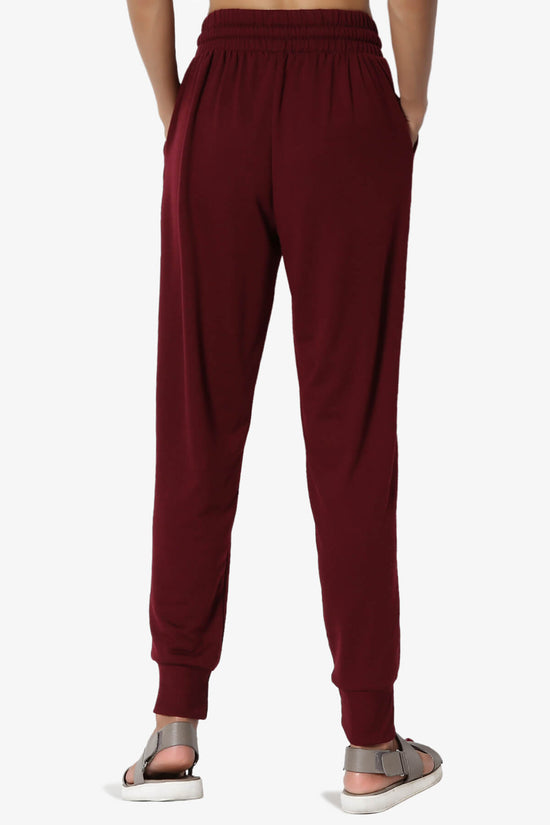 Lanette Drawstring Jersey Jogger Pants DARK BURGUNDY_2