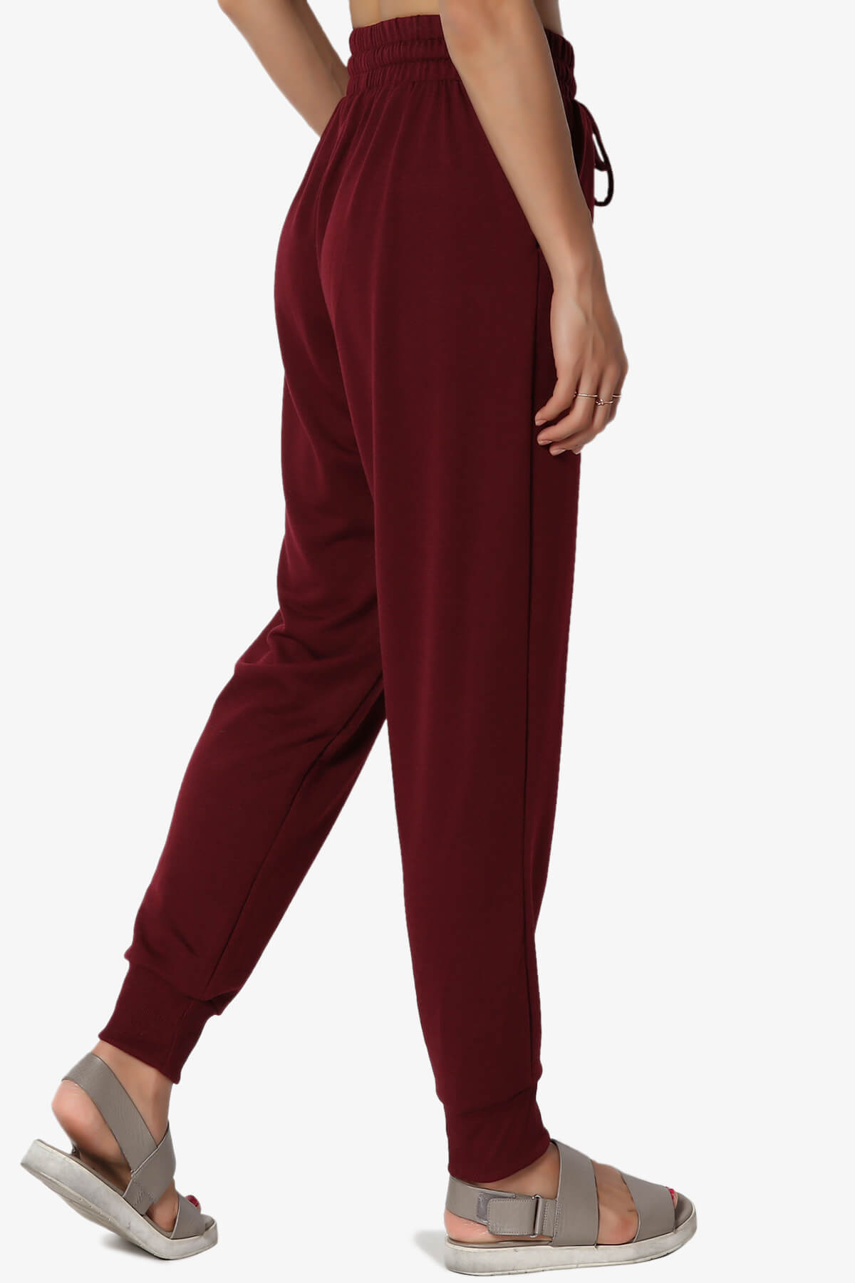 Lanette Drawstring Jersey Jogger Pants DARK BURGUNDY_4