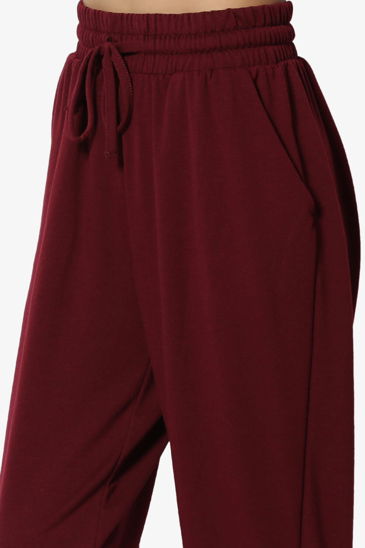 Lanette Drawstring Jersey Jogger Pants DARK BURGUNDY_5