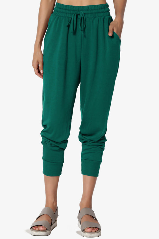 Lanette Drawstring Jersey Jogger Pants DARK GREEN_1