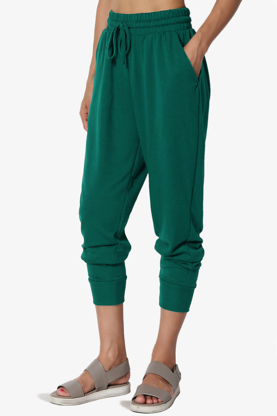 Lanette Drawstring Jersey Jogger Pants DARK GREEN_3