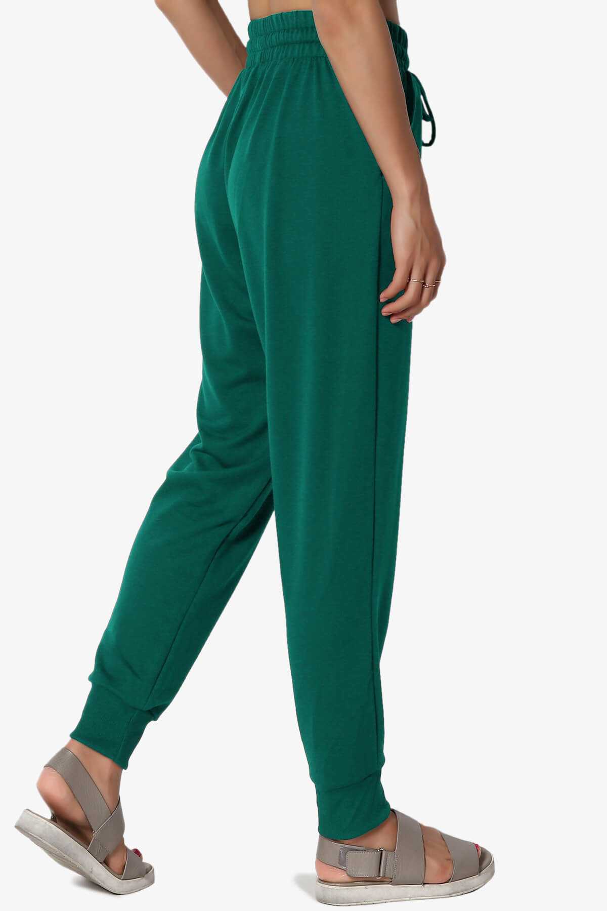 Lanette Drawstring Jersey Jogger Pants DARK GREEN_4