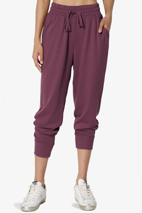 Lanette Drawstring Jersey Jogger Pants DUSTY PLUM_1