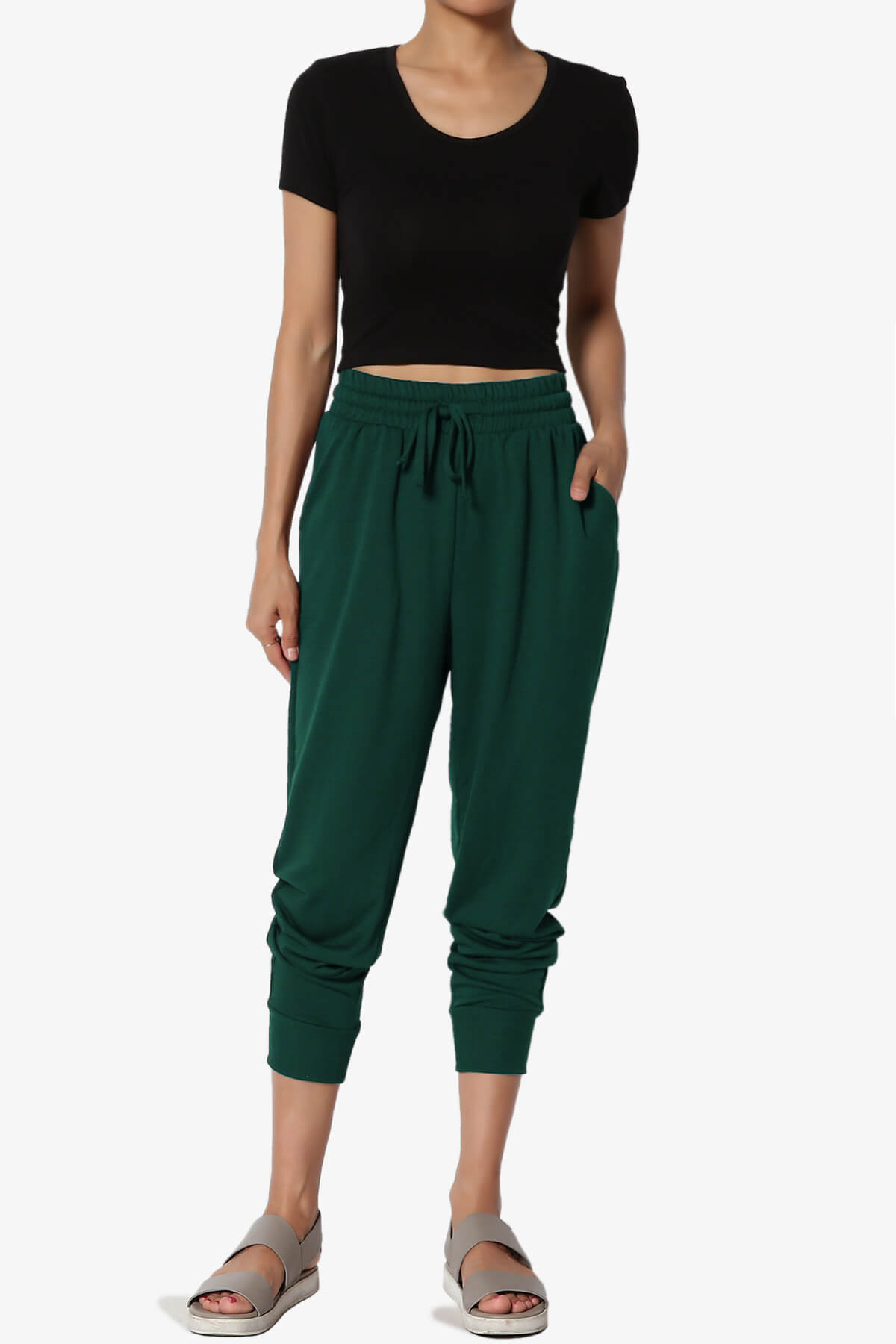 Lanette Drawstring Jersey Jogger Pants HUNTER GREEN_6