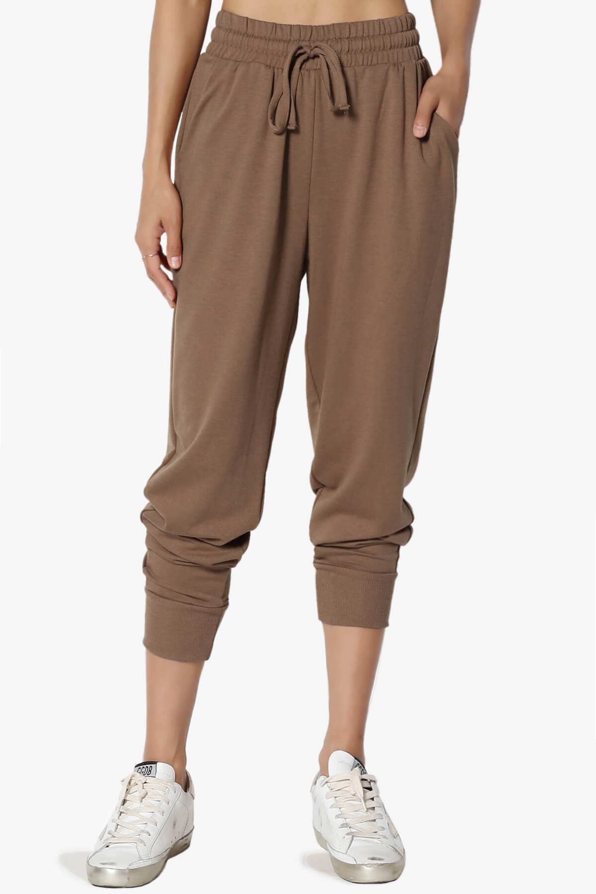 Lanette Drawstring Jersey Jogger Pants MOCHA_1