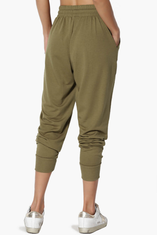 Lanette Drawstring Jersey Jogger Pants OLIVE KHAKI_2