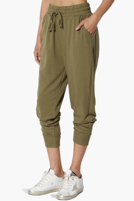 Lanette Drawstring Jersey Jogger Pants OLIVE KHAKI_3