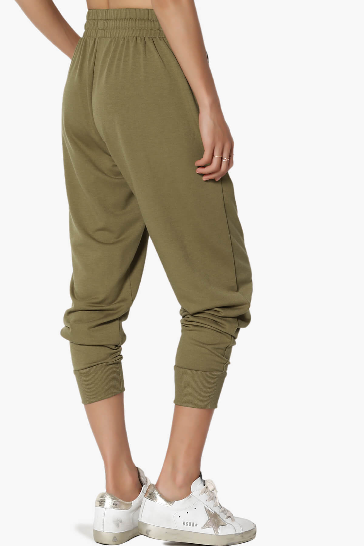 Lanette Drawstring Jersey Jogger Pants OLIVE KHAKI_4