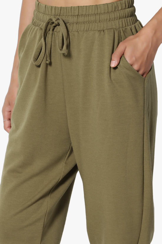 Lanette Drawstring Jersey Jogger Pants OLIVE KHAKI_5