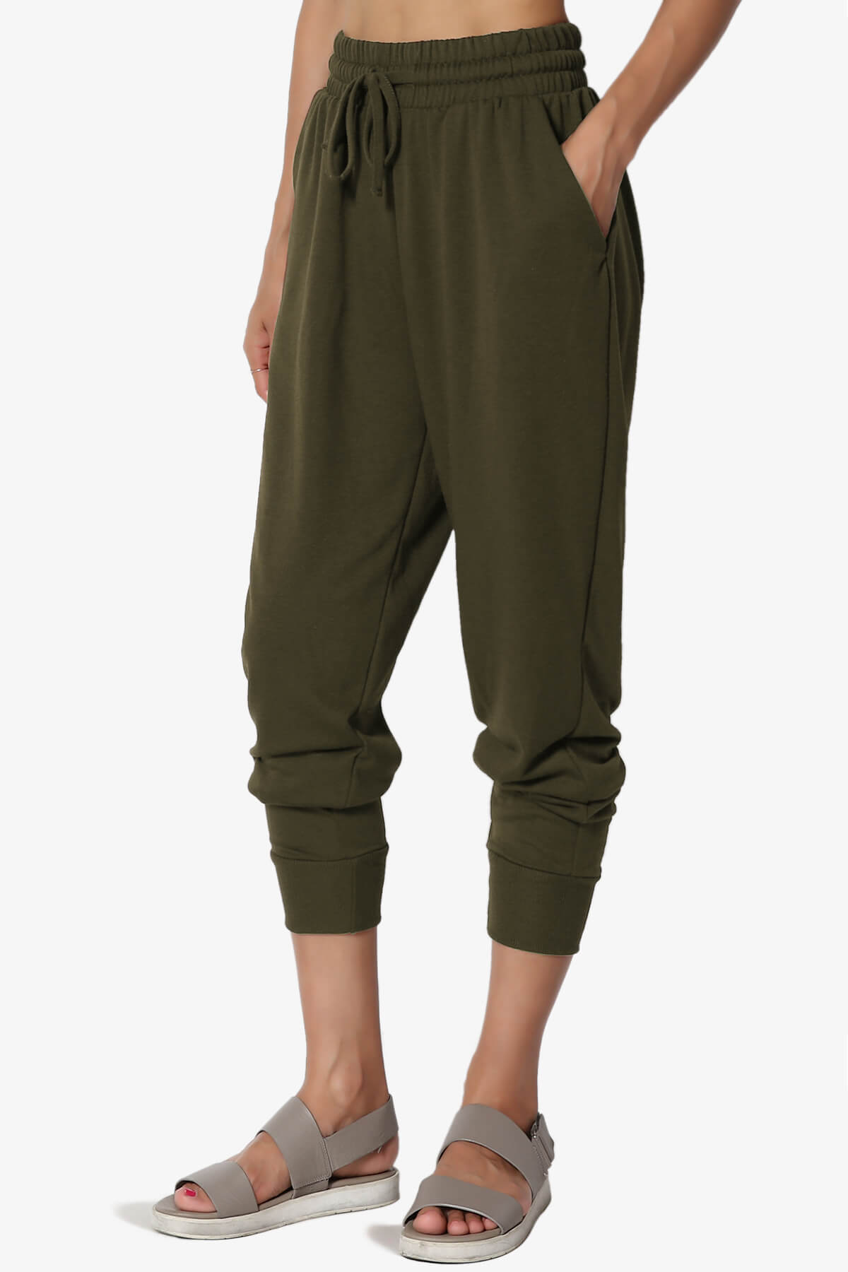 Lanette Drawstring Jersey Jogger Pants OLIVE_3