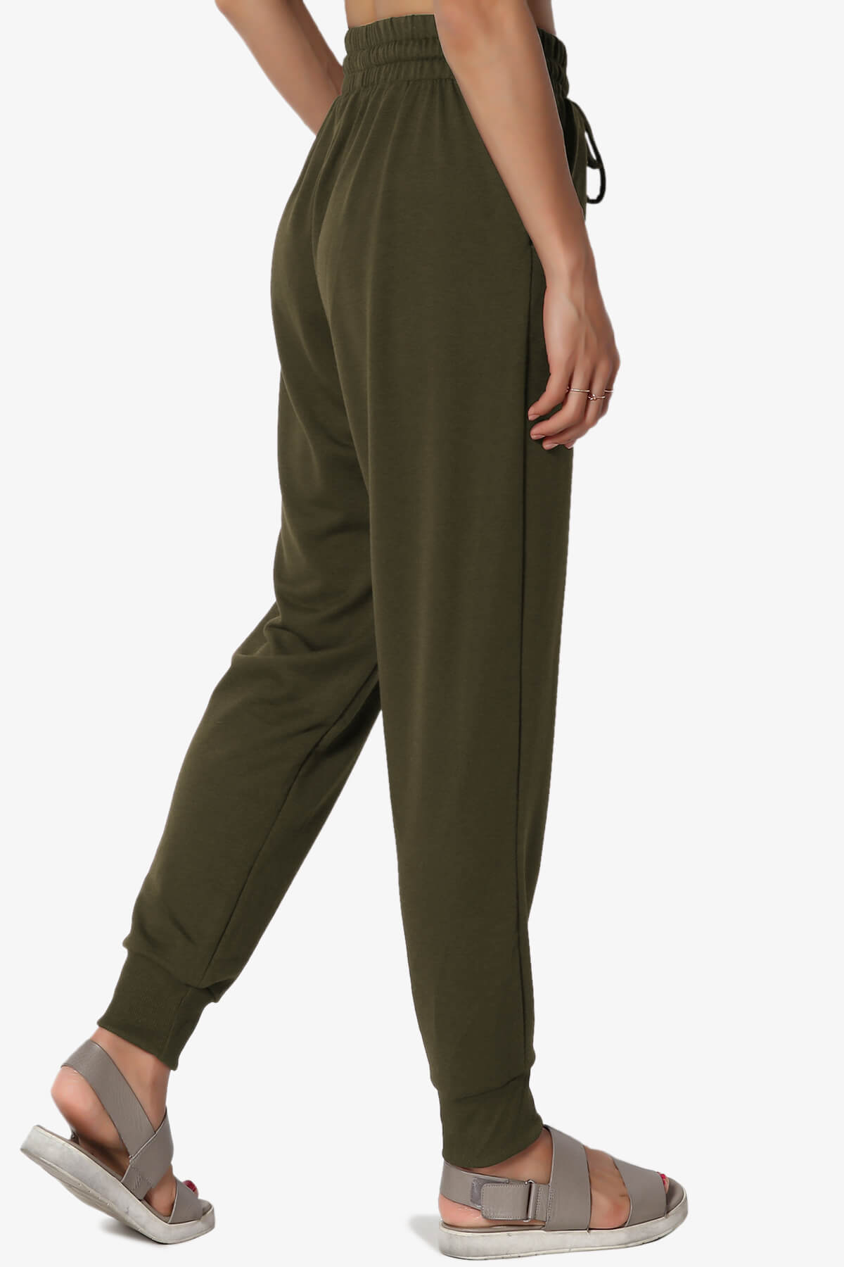 Lanette Drawstring Jersey Jogger Pants OLIVE_4
