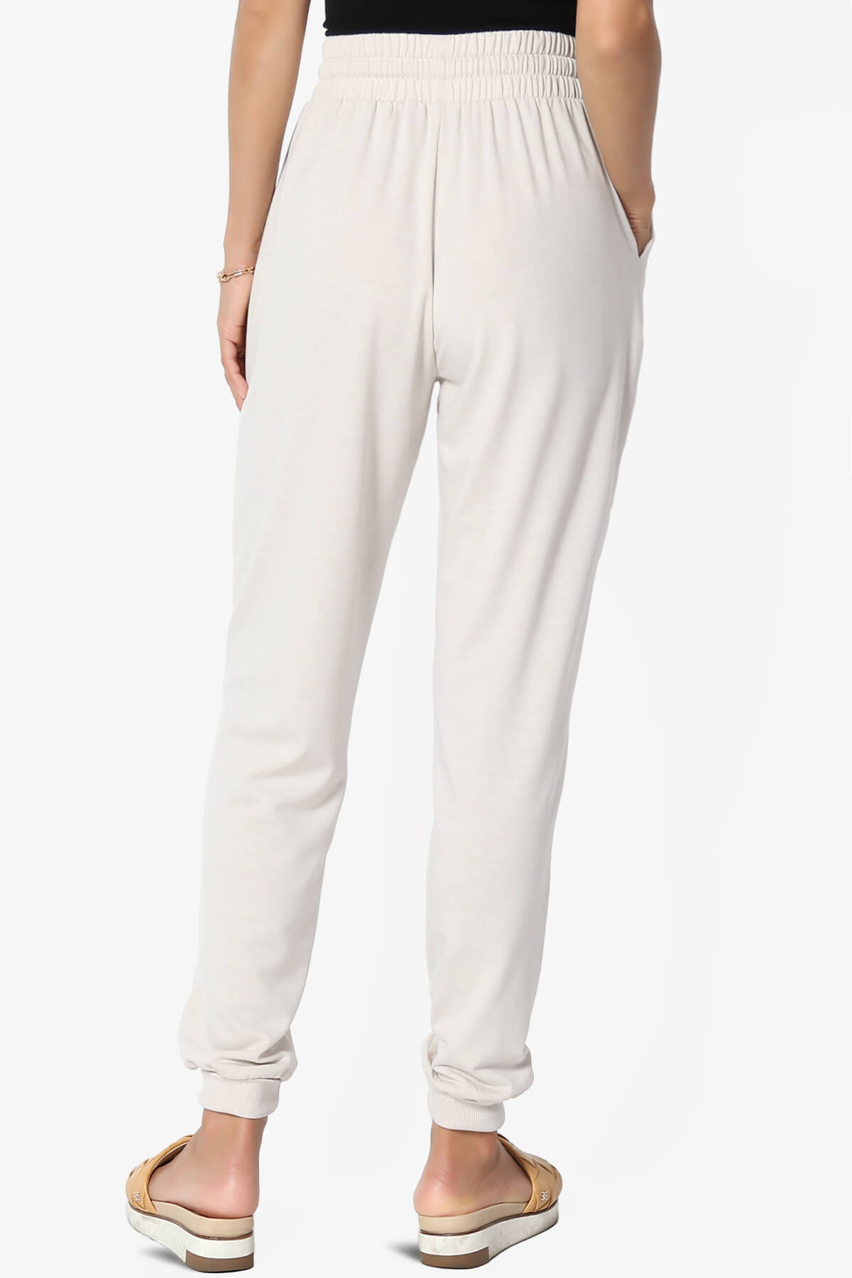 Lanette Drawstring Jersey Jogger Pants SAND BEIGE_2