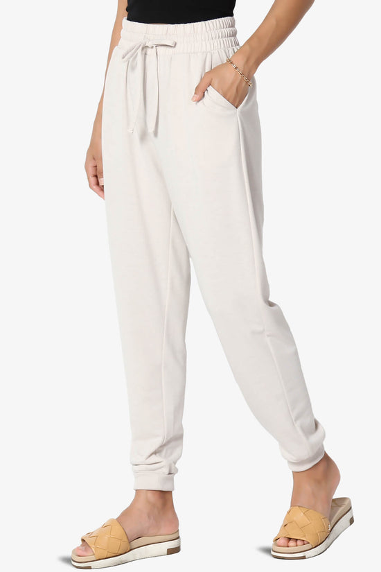 Lanette Drawstring Jersey Jogger Pants SAND BEIGE_3