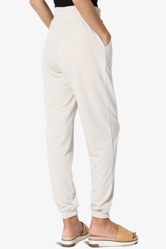 Lanette Drawstring Jersey Jogger Pants SAND BEIGE_4