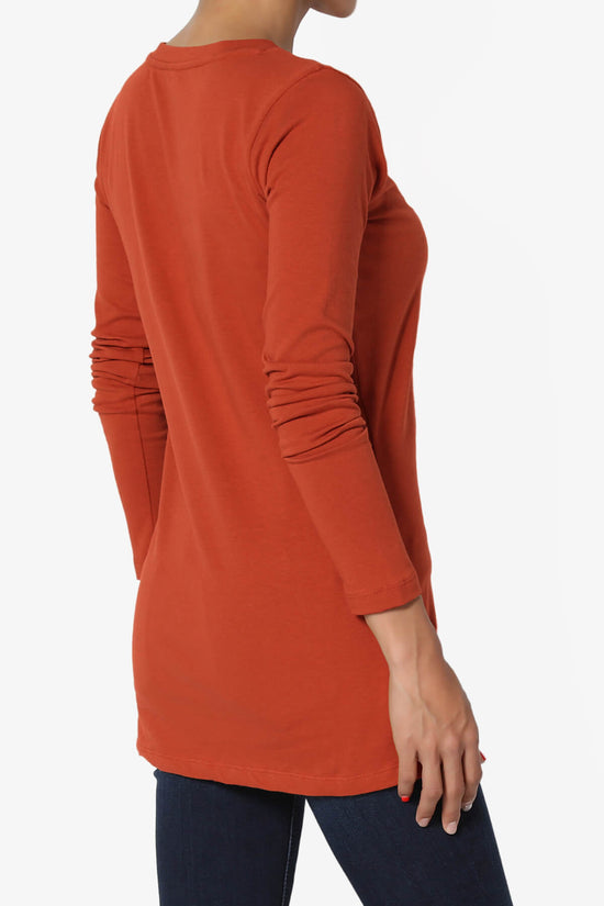 Lasso Cotton V-Neck Long Sleeve Tee COPPER_4