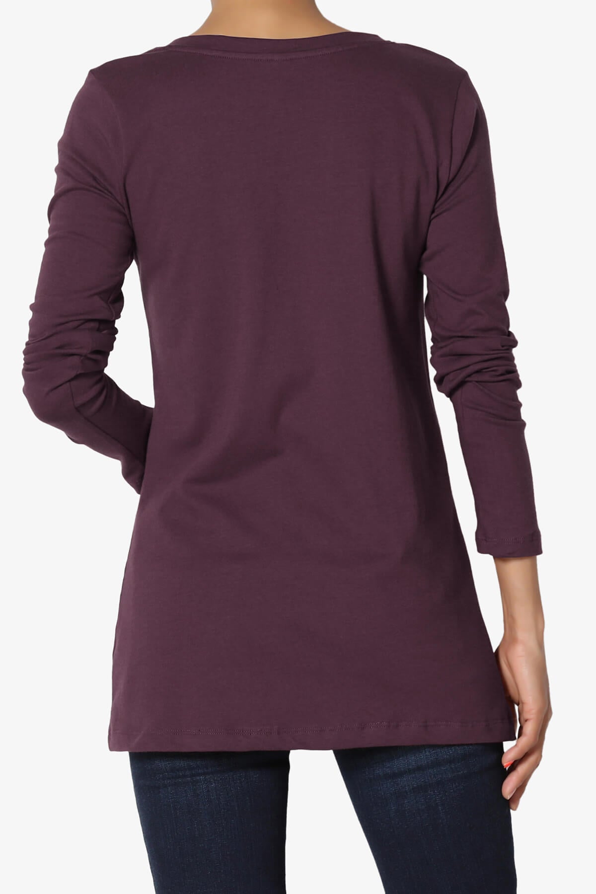 Lasso Cotton V-Neck Long Sleeve Tee DUSTY PLUM_2