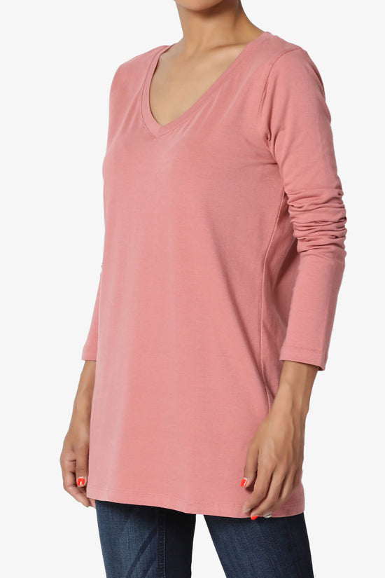 Lasso Cotton V-Neck Long Sleeve Tee