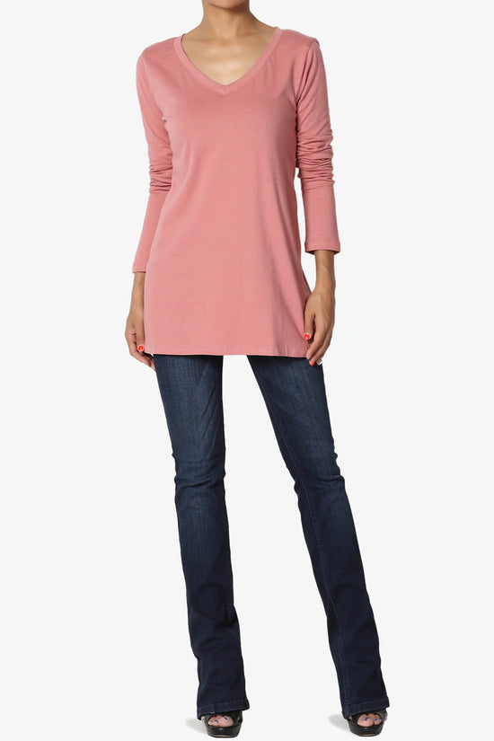 Lasso Cotton V-Neck Long Sleeve Tee