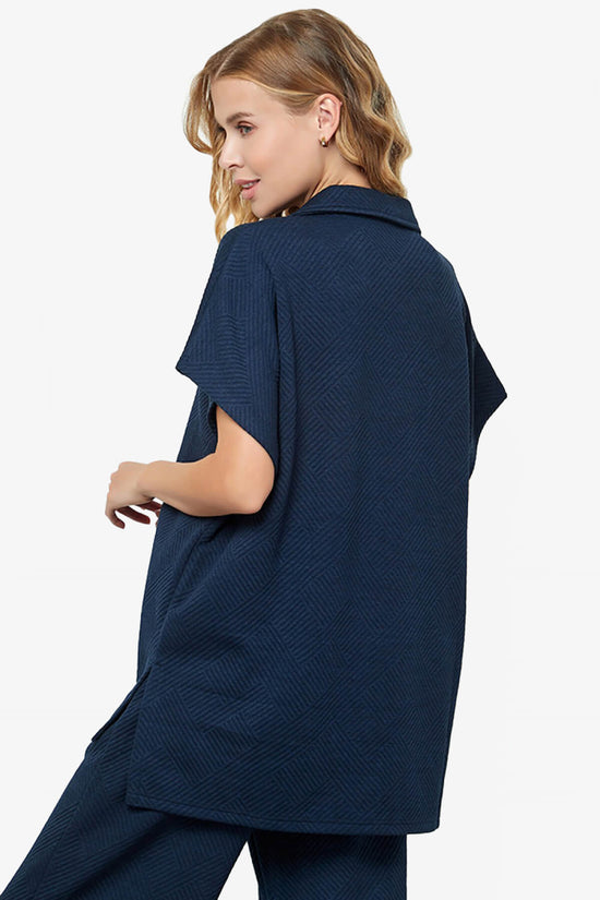 Lassy Short Sleeve Textured Polo Sweatshirt NAVY_2