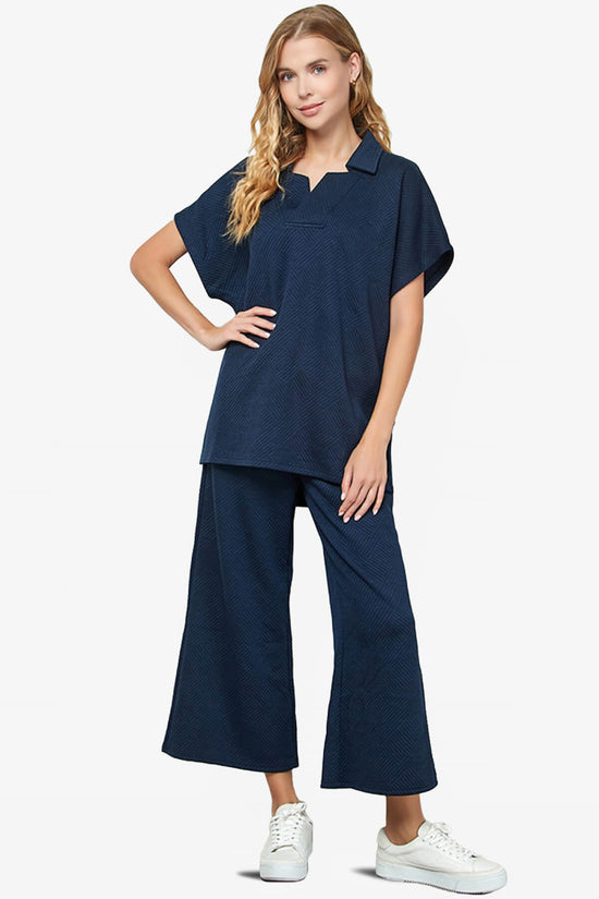 Lassy Short Sleeve Textured Polo Sweatshirt NAVY_5