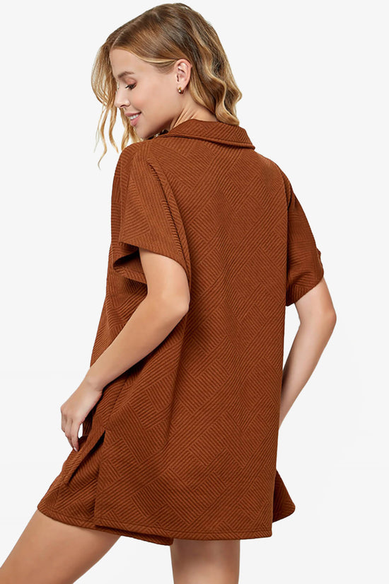 Lassy Short Sleeve Textured Polo Sweatshirt RUST_2
