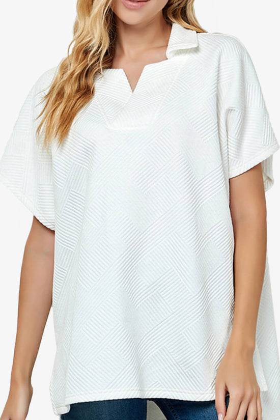 Lassy Short Sleeve Textured Polo Sweatshirt WHITE_4