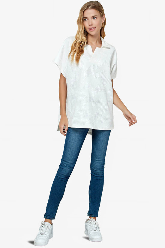 Lassy Short Sleeve Textured Polo Sweatshirt WHITE_5