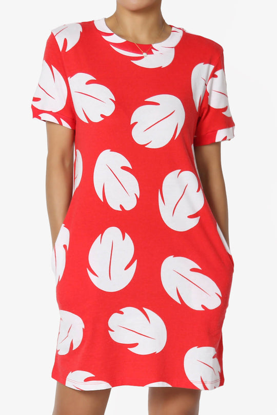 Lilo Disneybound Leaves Print Mini T-Shirt Dress