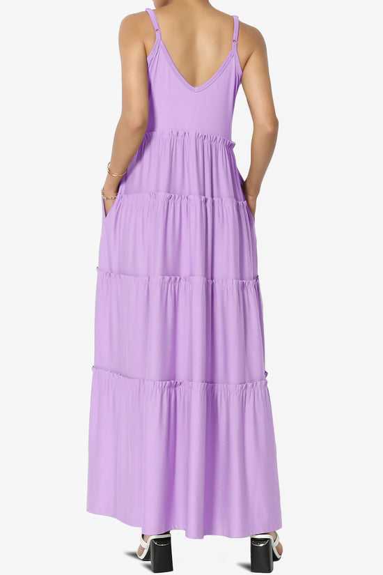 Livvy V-Neck Tiered Cami Maxi Dress BRIGHT LAVENDER_2