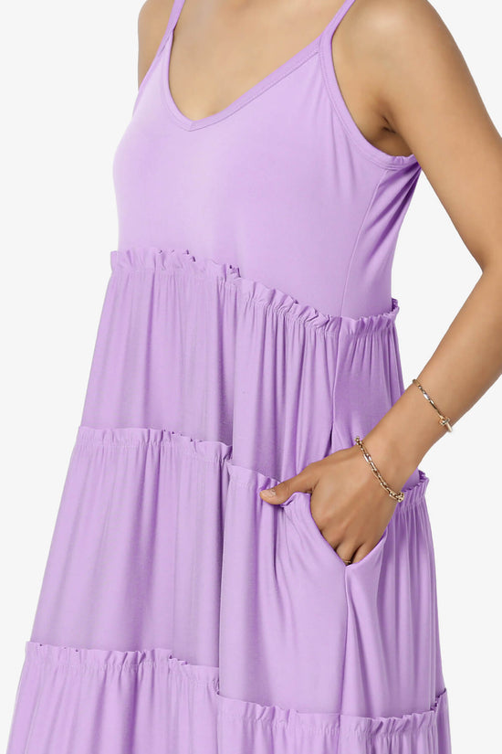 Livvy V-Neck Tiered Cami Maxi Dress BRIGHT LAVENDER_5