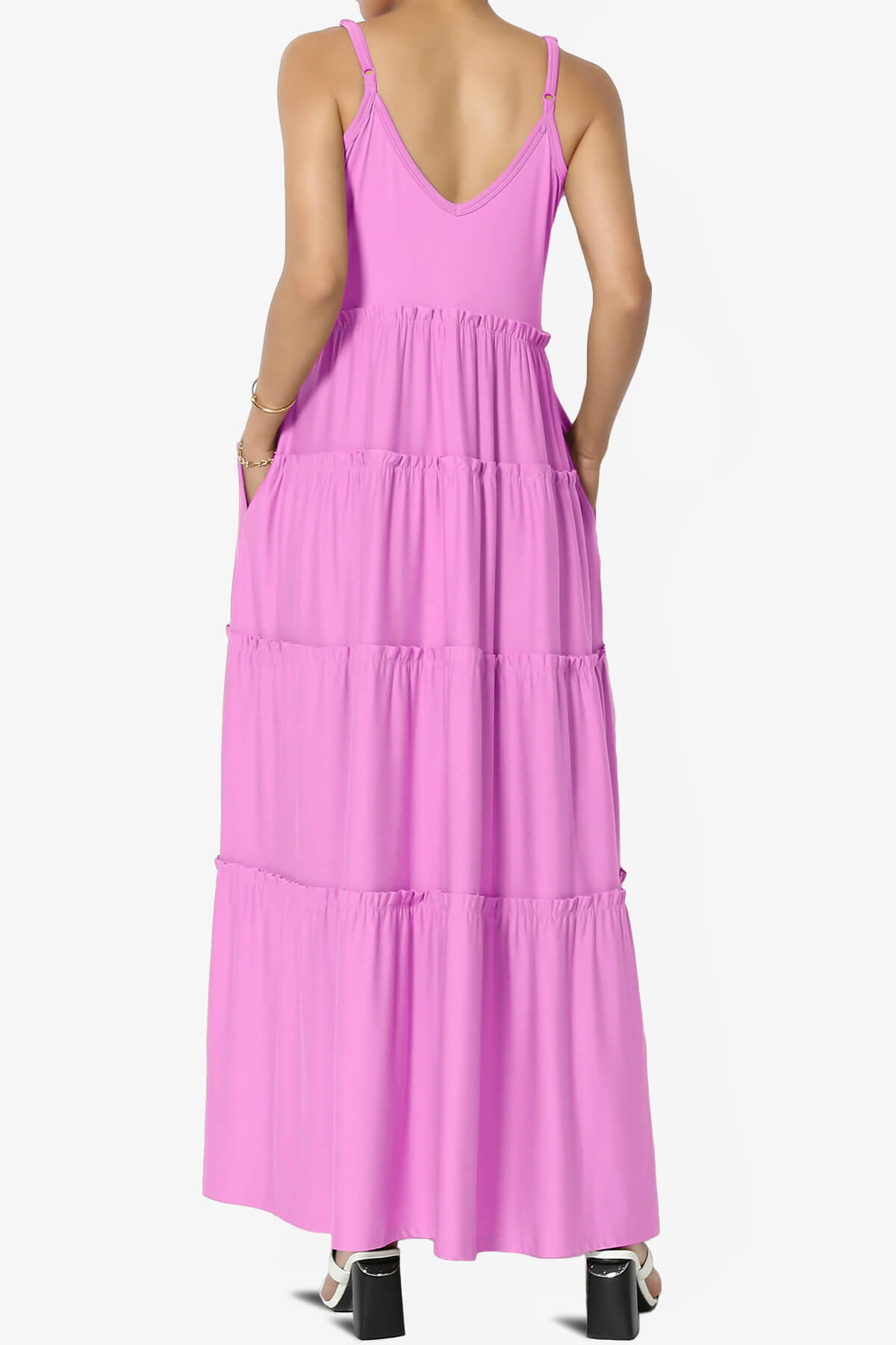 Livvy V-Neck Tiered Cami Maxi Dress BRIGHT MAUVE_2