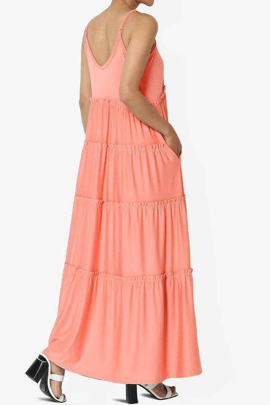 Livvy V-Neck Tiered Cami Maxi Dress CORAL_4