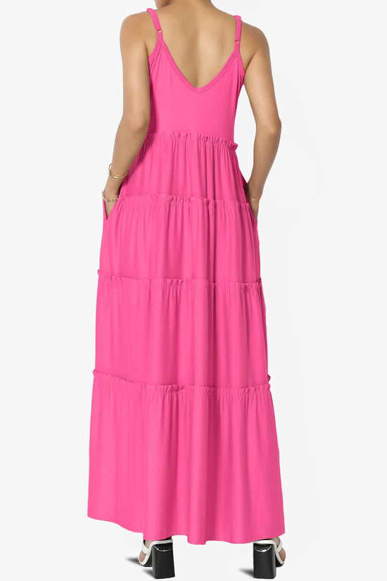 Livvy V-Neck Tiered Cami Maxi Dress FUCHSIA_2