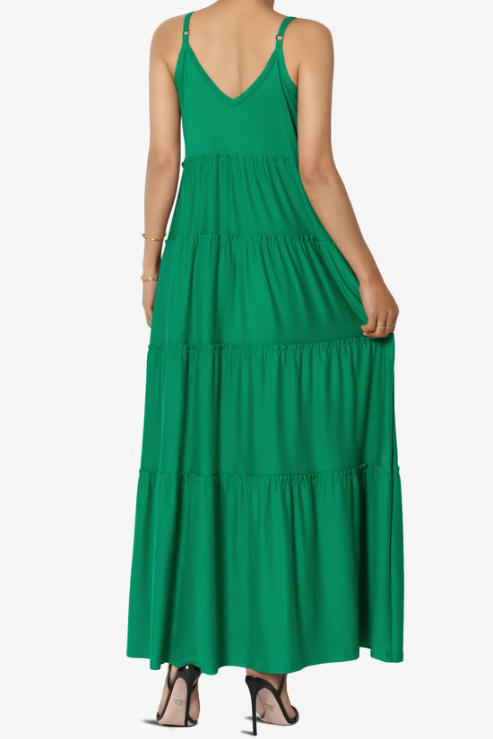 Livvy V-Neck Tiered Cami Maxi Dress KELLY GREEN_2
