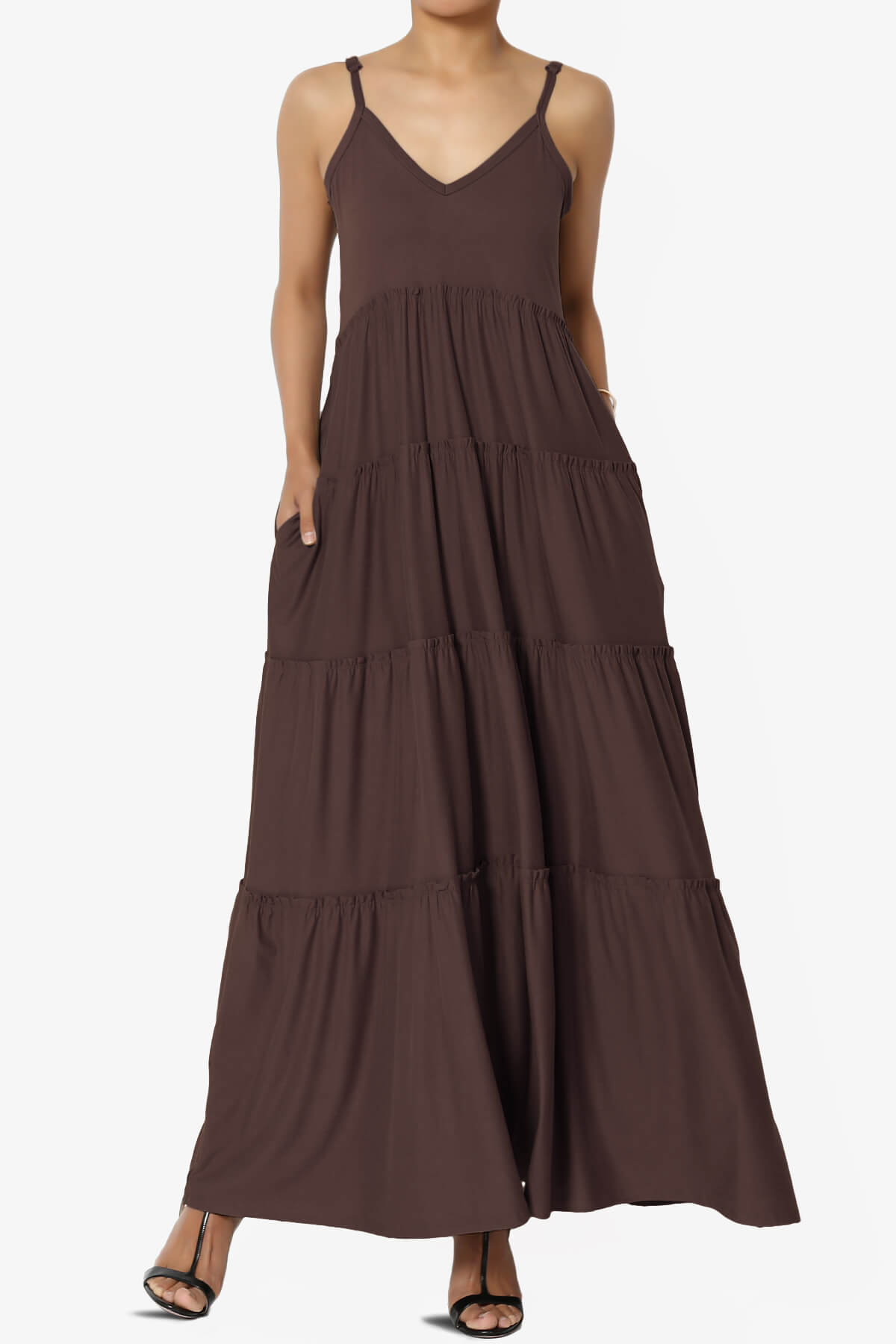Livvy V-Neck Tiered Cami Maxi Dress MAHOGANY_1