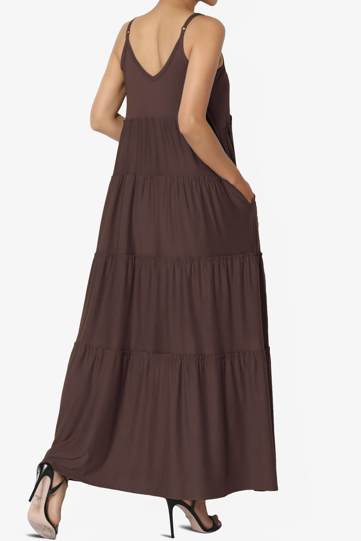 Livvy V-Neck Tiered Cami Maxi Dress MAHOGANY_4