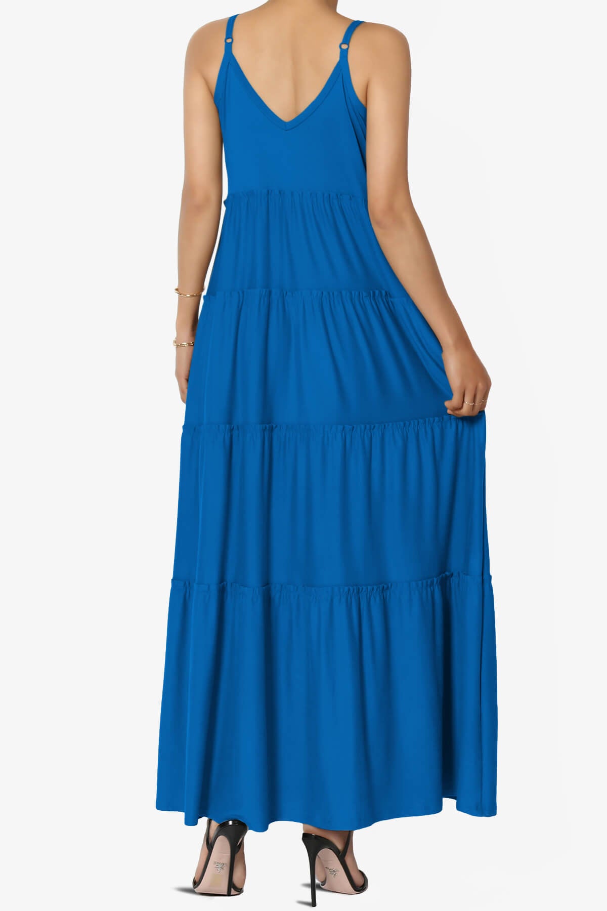 Livvy V-Neck Tiered Cami Maxi Dress OCEAN BLUE_2