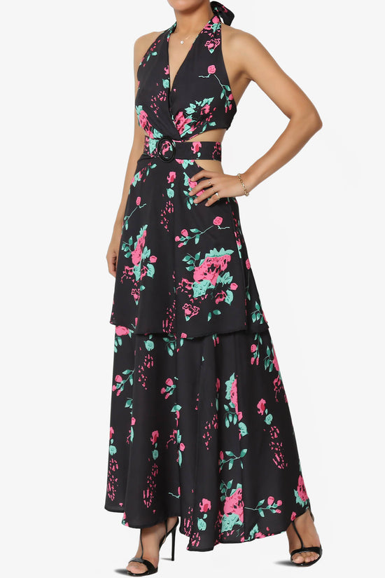 Lockwood Floral Halter Cutout Maxi Dress BLACK_3