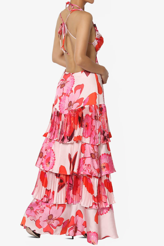 Lucille Floral Open Back Ruffle Maxi Dress PINK_4