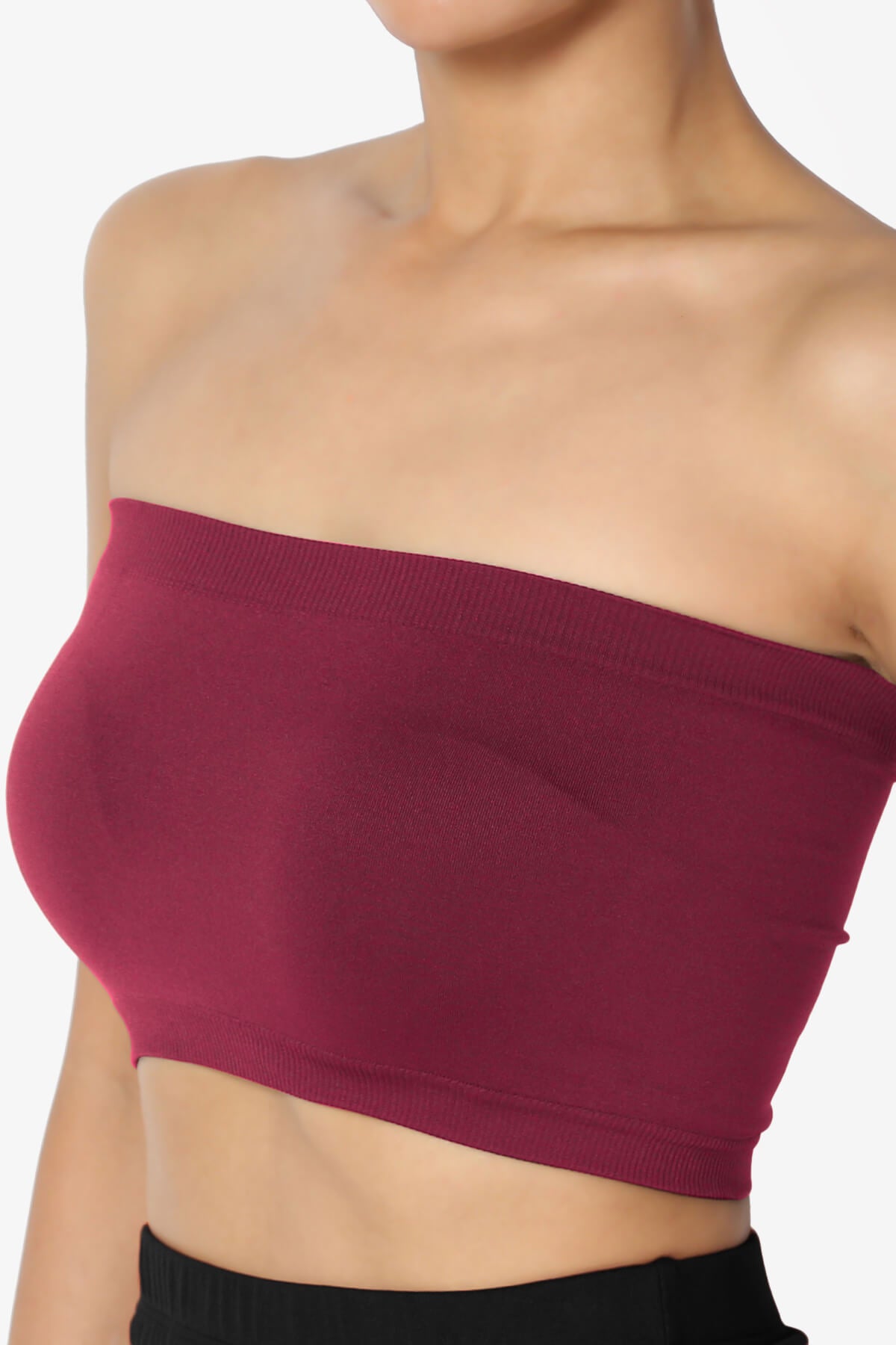 Ludlow Seamless Bandeau Bra Top BURGUNDY_5