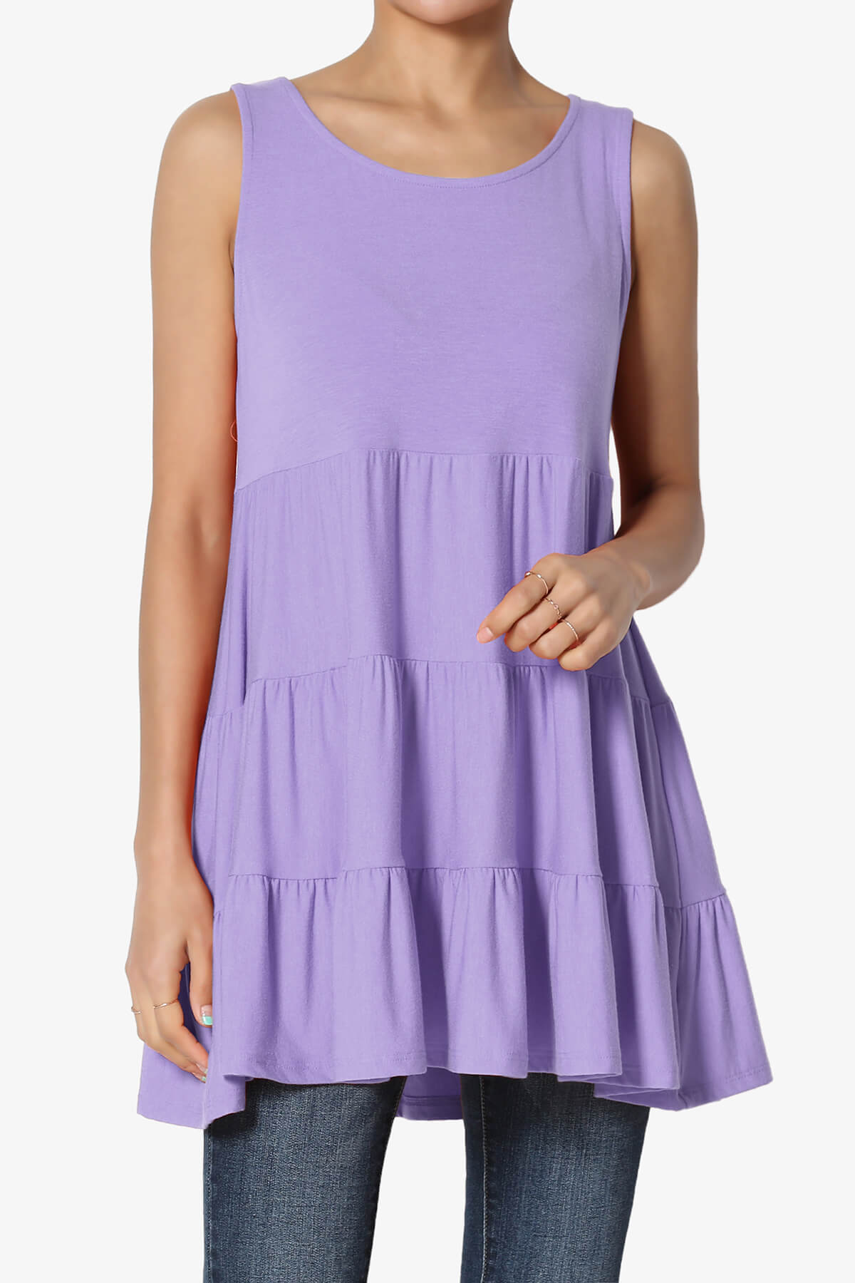 Maiika Sleeveless Tiered Ruffle Top LAVENDER_1