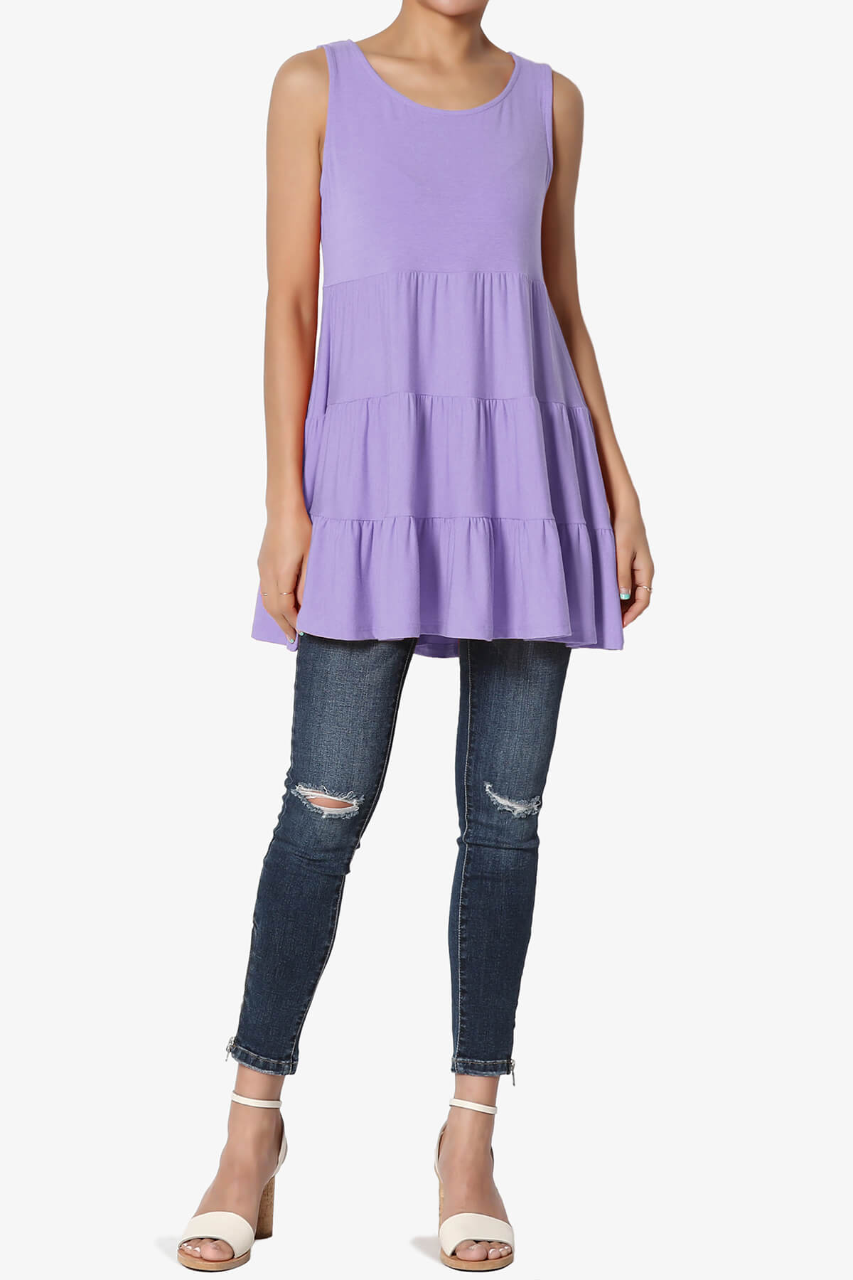 Maiika Sleeveless Tiered Ruffle Top LAVENDER_6