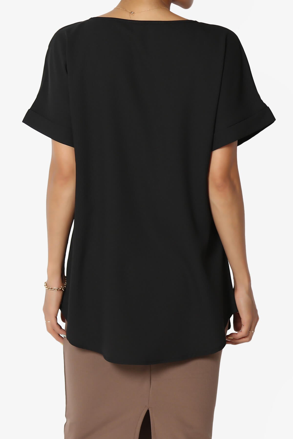 Marla Lightweight Woven Dolman Top BLACK_2