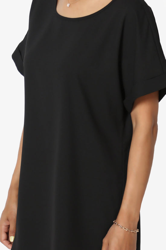 Marla Lightweight Woven Dolman Top BLACK_5