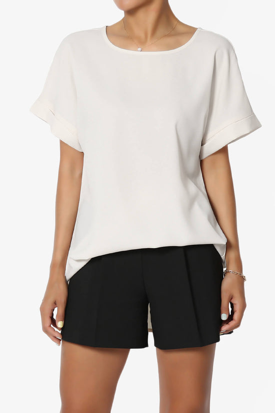 Marla Lightweight Woven Dolman Top BONE_1